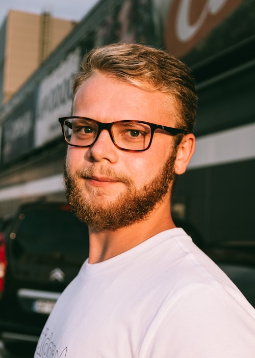 Man with glasses looking professional